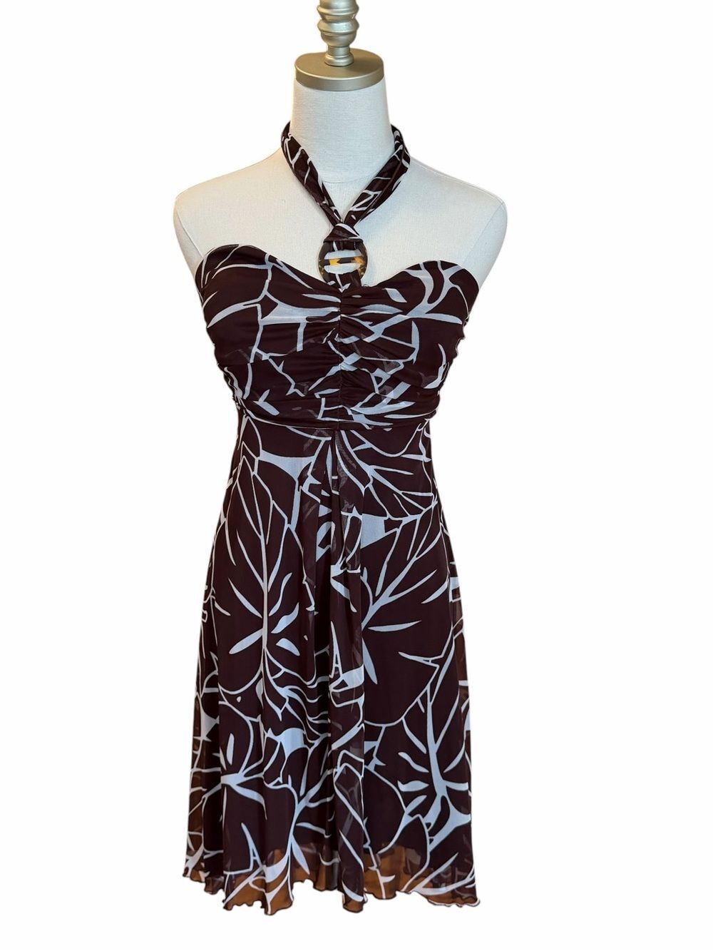 Vintage City Triangles Y2K Tropical Halter Dress Sz S Boho Fairy Grunge Babydoll